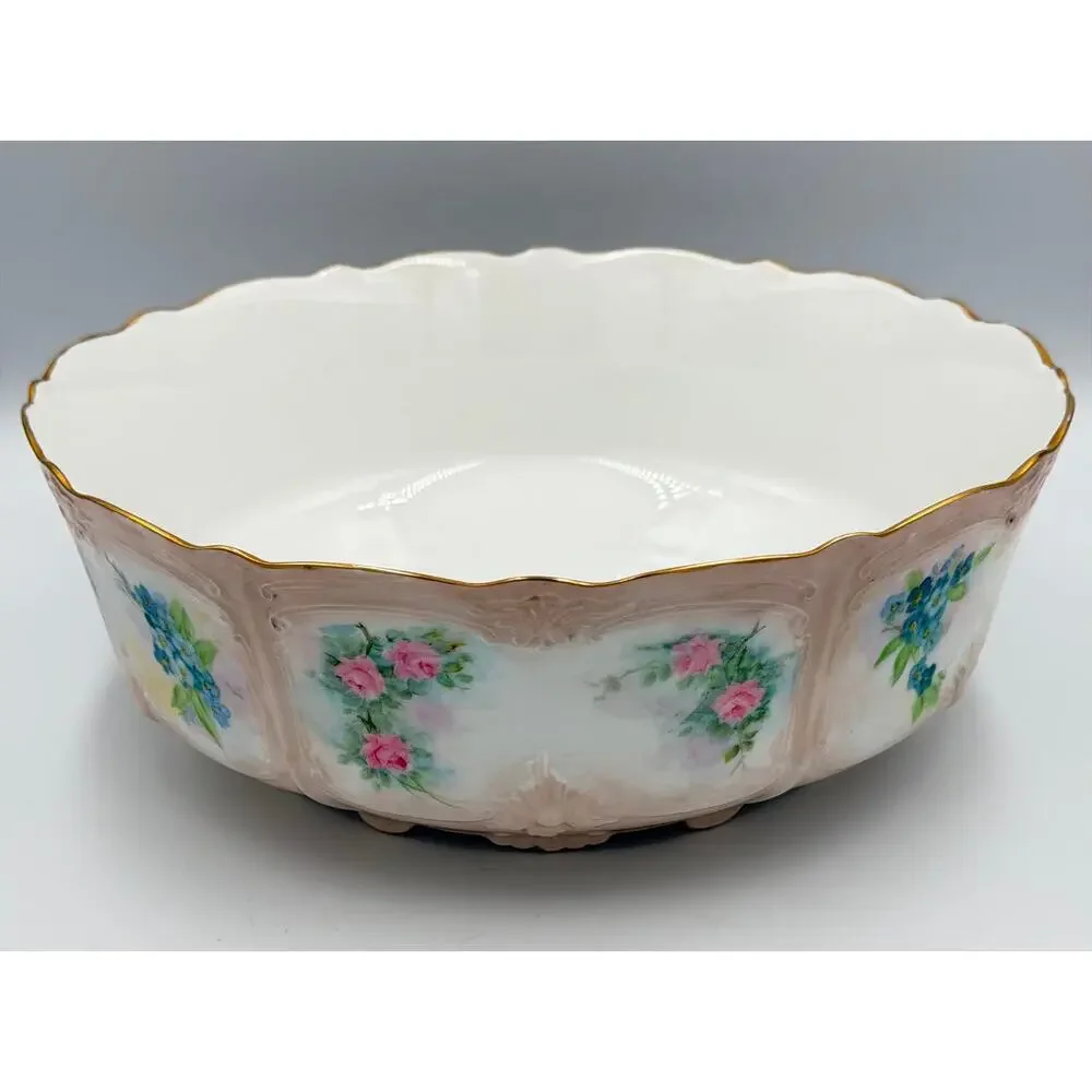 Tirschenreuth Baronesse Bavaria Serving Bowl Hand-painted Roses 24K Gold Trim